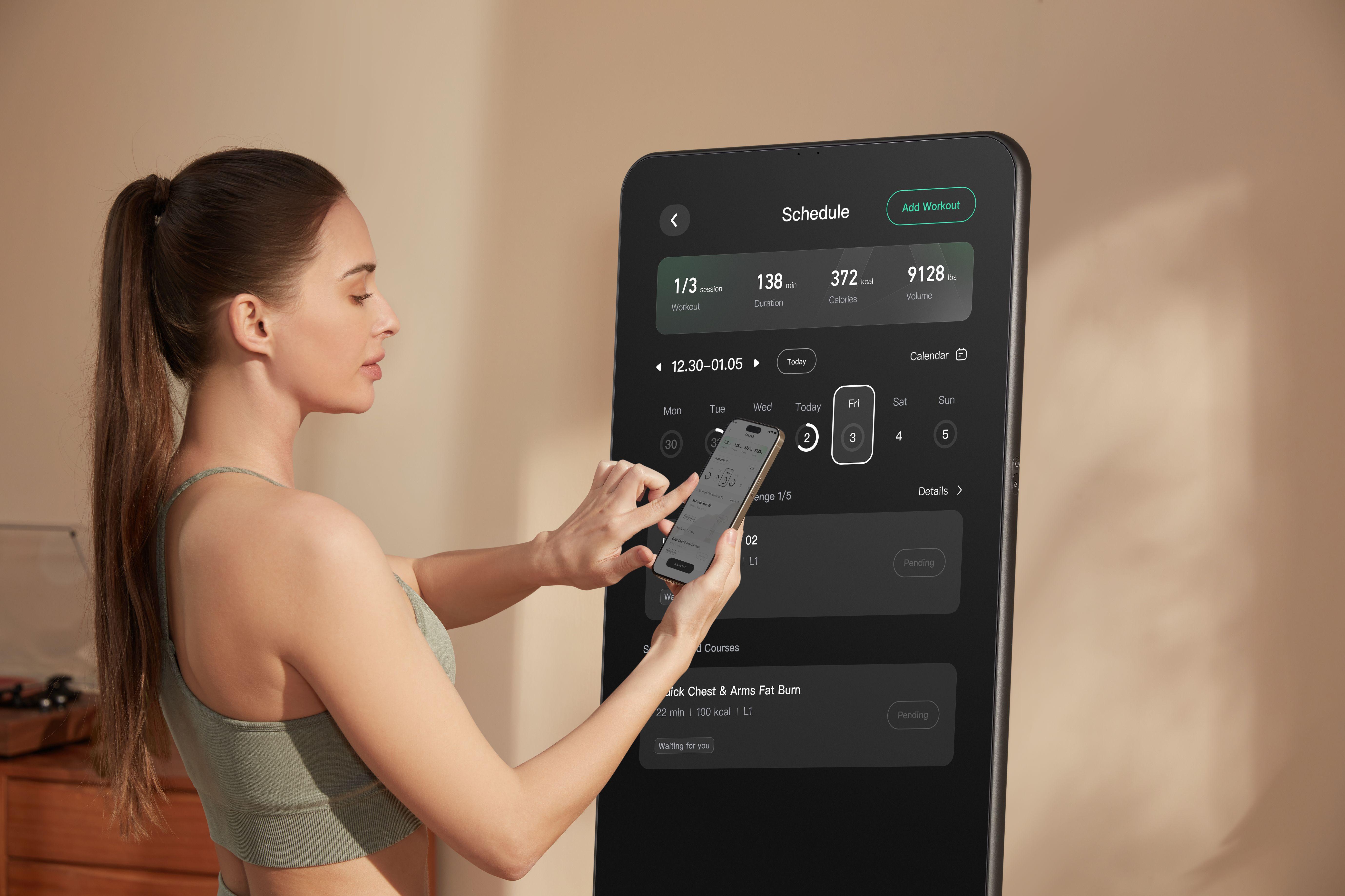 Smart home gym fitness assessment dashboard showing six body metrics